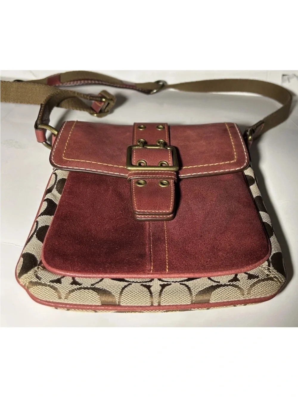 Coach Crossbody Bag 2004 Special Edition, Oxblood Leather and Suede Rare/Vintage